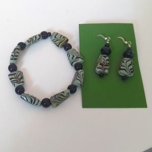 Handmade Beaded Earrings & Bracelet